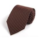 Check Silk Neck Tie (8cm) Brown - One Size