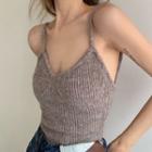 V-neck Sleeveless Knit Top / Asymmetrical Jeans