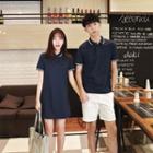 Couple Matching Striped Short Sleeve Polo Shirt / Short Sleeve Polo Shirt Dress