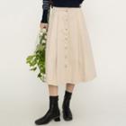 Single Breasted Pleated A-line Skirt