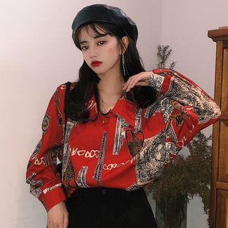 Pattern Print Shirt Red - One Size