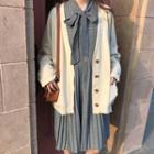 Houndstooth Print Long-sleeve Midi Dress As Shown In Figure - One Size
