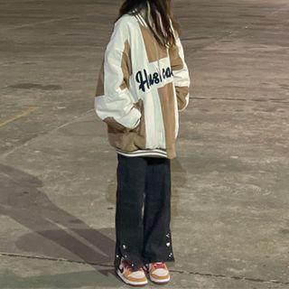 High-waist Button-up Straight-cut Split Jeans