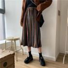High-waist Striped Velvet Skirt As Shown In Figure - One Size