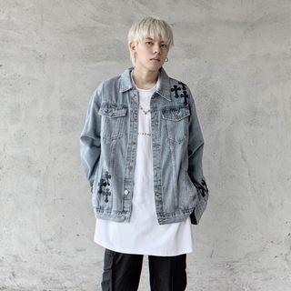 Cross Applique Denim Jacket