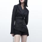 Double-breasted Lapel Blazer With Girdle