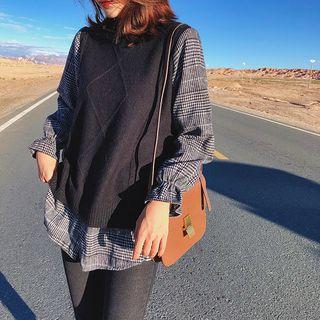 Plain Panel Mock Two Piece Sweater