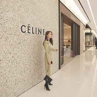 Off-shoulder Dual-breasted Trench Jacket With Belt