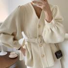 Belted Button Jacket Off-white - One Size