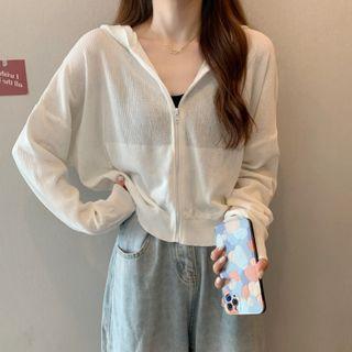 Long-sleeve Zip Up Plain Hoodie