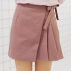 Pleated Bow-accent Pencil Skirt