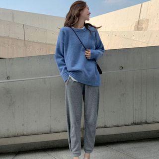 Set: Crew-neck Sweater + Harem Pants
