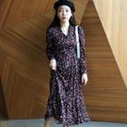 Leopard Print Long-sleeve Midi Dress