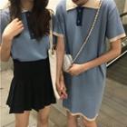 Short-sleeve Collared Knit Top / Short-sleeve Collared Mini Knit Dress