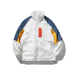 Stand-collar Color Block Zip-up Jacket