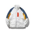 Stand-collar Color Block Zip-up Jacket