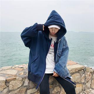 Loose-fit Denim-panel Hoodie