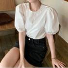 Short-sleeve Blouse / Sleeveless Argyle Knit Top