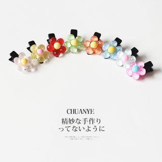 Set Of 8: Flower Hair Clip 01# - Set Of 8 - Red & Orange & Yellow & Green - One Size
