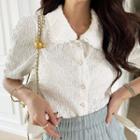 Collared Smocked Blouse Ivory - One Size