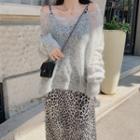 Plain Loose-fit Sweater / Sleeveless Leopard Dress