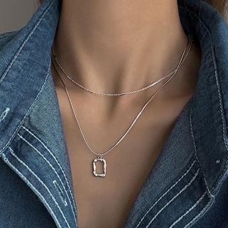 Geometry Layered Necklace Necklace - Silver - One Size