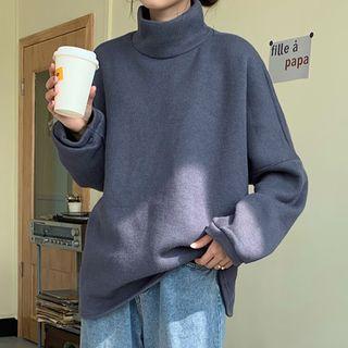 Mock-neck Loose-fit Fleece Sweatshirt