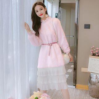 Ruffle Panel Mock Two-piece Dress