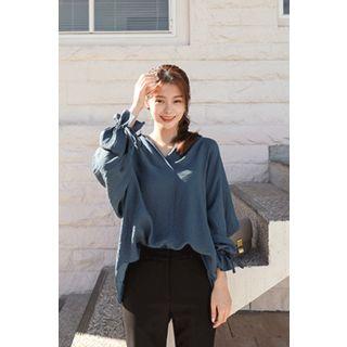 Tie-detail Half-placket Shirt