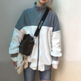 Two Tone Zip Jacket Gray - One Size