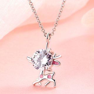 Rhinestone Deer Pendant Necklace With Chain - As Show In Figure - One Size