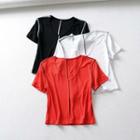 Short-sleeve Contrast Stitching Top