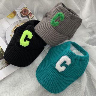 Letter Embroidered Knit Visor Hat