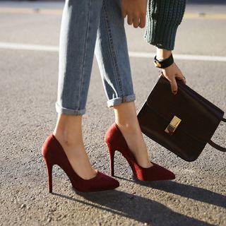 Velvet High Heel Pumps