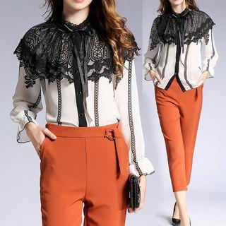 Bell-sleeve Lace Crochet Blouse