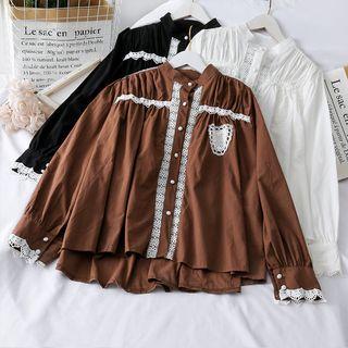 Dip-back Lace-trim Shirt