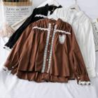Dip-back Lace-trim Shirt