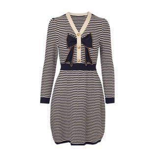 Striped Knit Mini A-line Dress