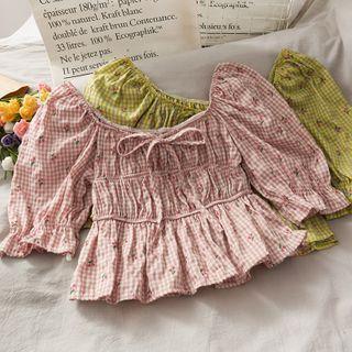 Boatneck Checker Crop Top In 7 Colors