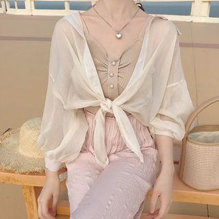 Buttoned Knit Camisole / Sheer Blouse