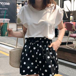 Drawstring-sleeve T-shirt