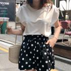 Drawstring-sleeve T-shirt