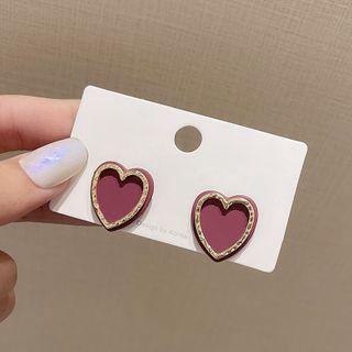 Heart Alloy Dangle Earring 1 Pair - E2962 - Gold & Purple - One Size