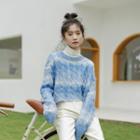 Gradient Cropped Cable Knit Sweater