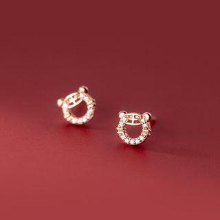 Tiger Rhinestone Sterling Silver Earring