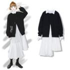 Asymmetric Midi Shirtdress / Open Front Jacket