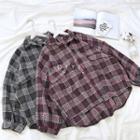 Plaid Single-breasted Long-sleeve Top