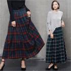 Plaid Maxi Pleat Skirt