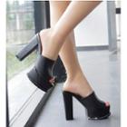 Platform Chunky-heel Slide Sandals