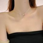 Bow Choker 1 Pc - Bow Drop Necklace - Gold - One Size